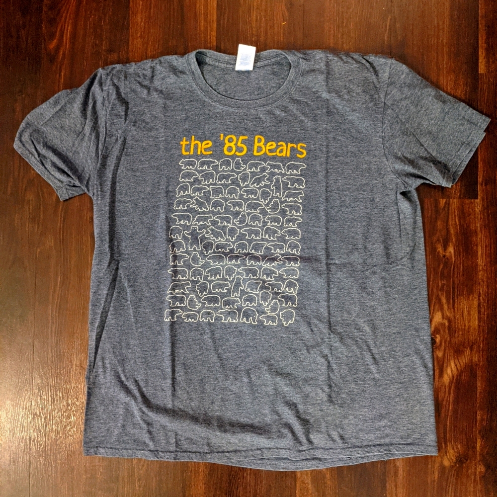 Gray blue and orange 85 bears shirt XL